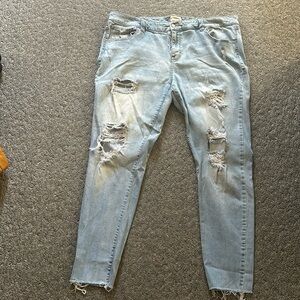 Celebrity Pink Skinny Faded Blue Distressed Denim Jeans